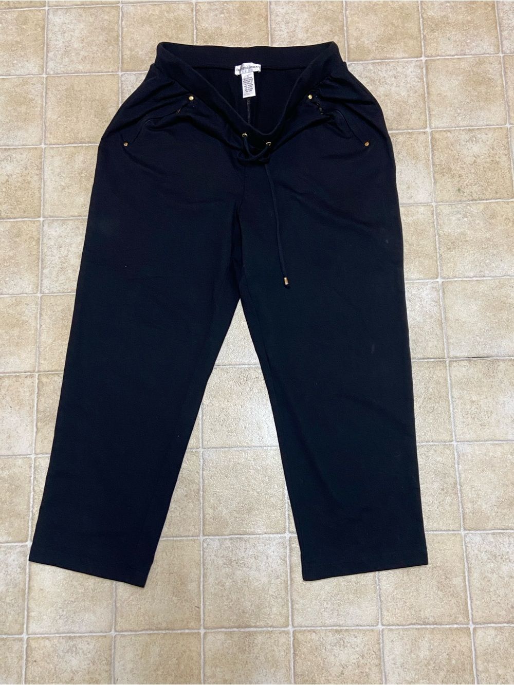 Draper’s & Damons Woman Within Black Jogger Pants with Gold Hardware